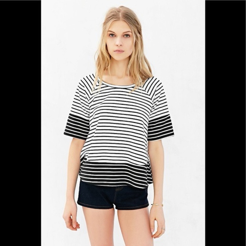 Urban Outfitters Black & White Striped Gradient Tee - Size S